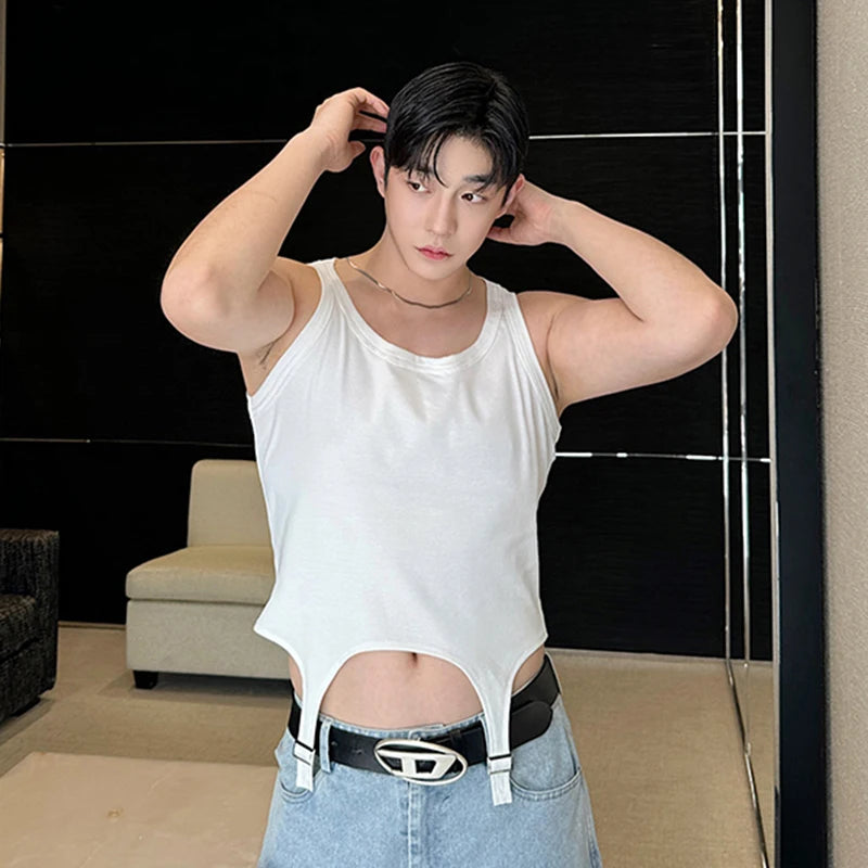 Irregular Hem Metal Buckle Tank Top