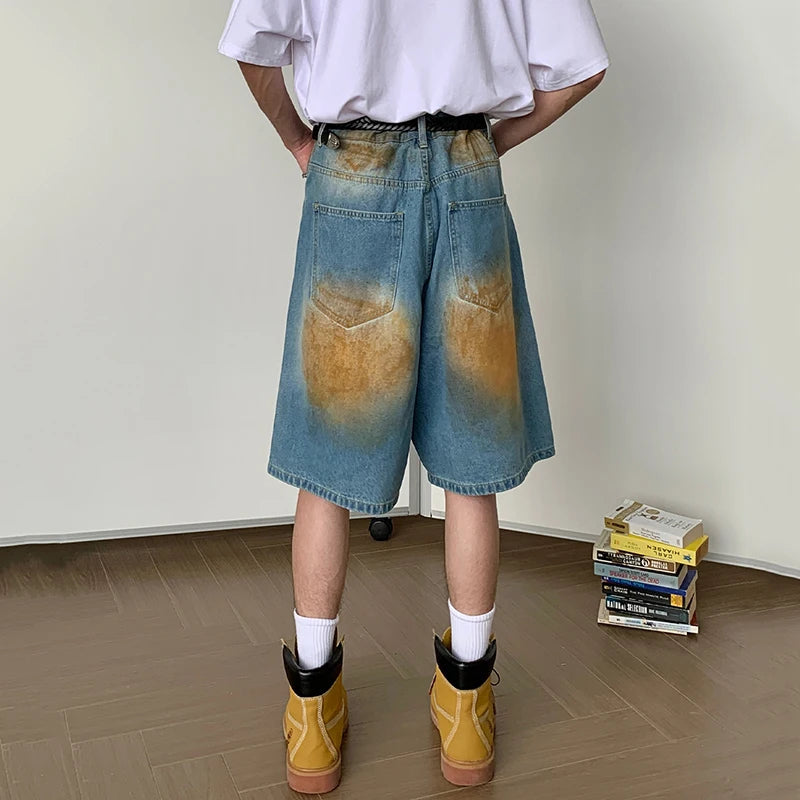 Hole Worn-out Contrast Shorts