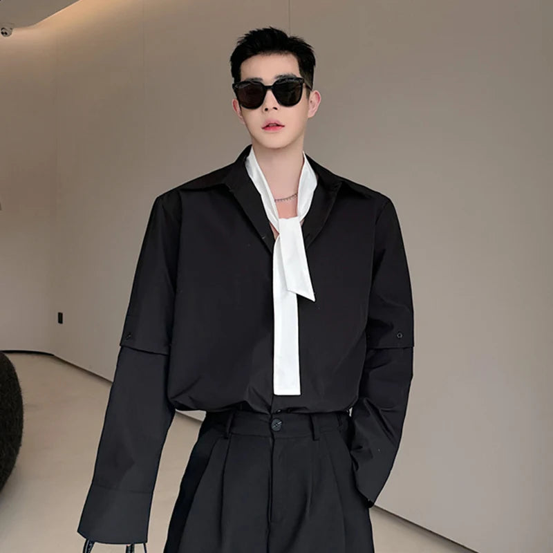 Detachable Sleeve Solid Cotton Shirt