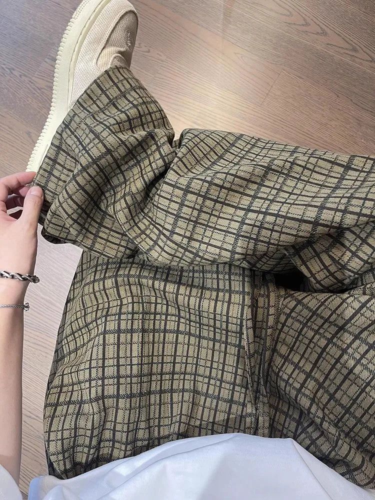 Oversized Plaid Flowy Baggy Wide Leg Pants