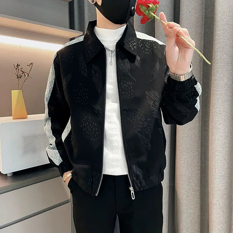 Stylish Spliced Zip-Up Jacket