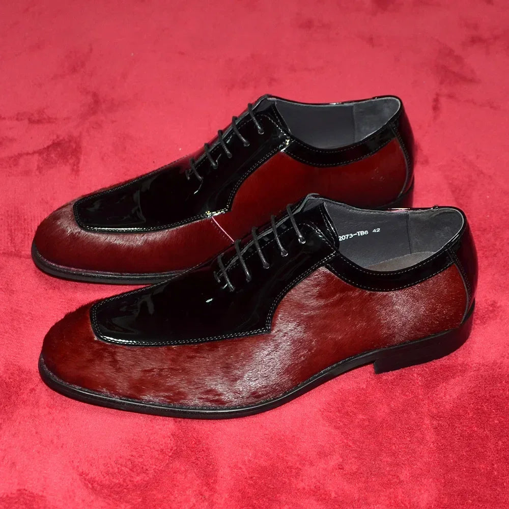 Maroon Horsehair Genuine Leather Shoes