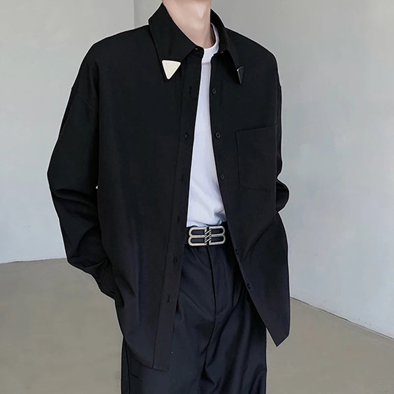 Metal Decoration Loose Fitting Shirt