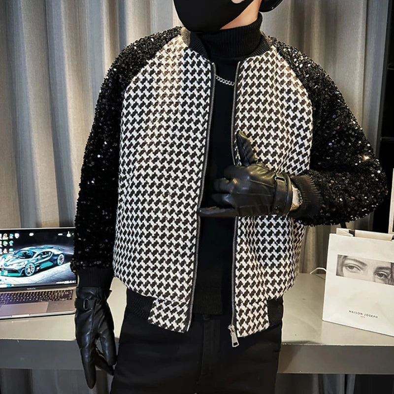 Luxury B&W Sequin Patchwork Jacket