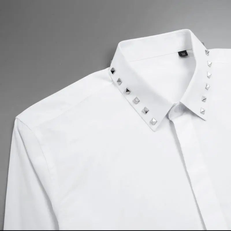 Solid Diamond Rivet Collar Shirt