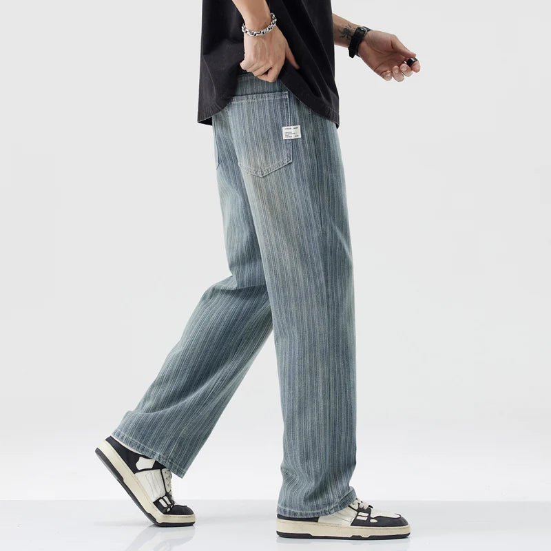 Classic Stripes Cotton Denim Jeans