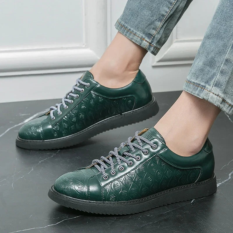 Natural Cowhide Leather Flat Sneakers