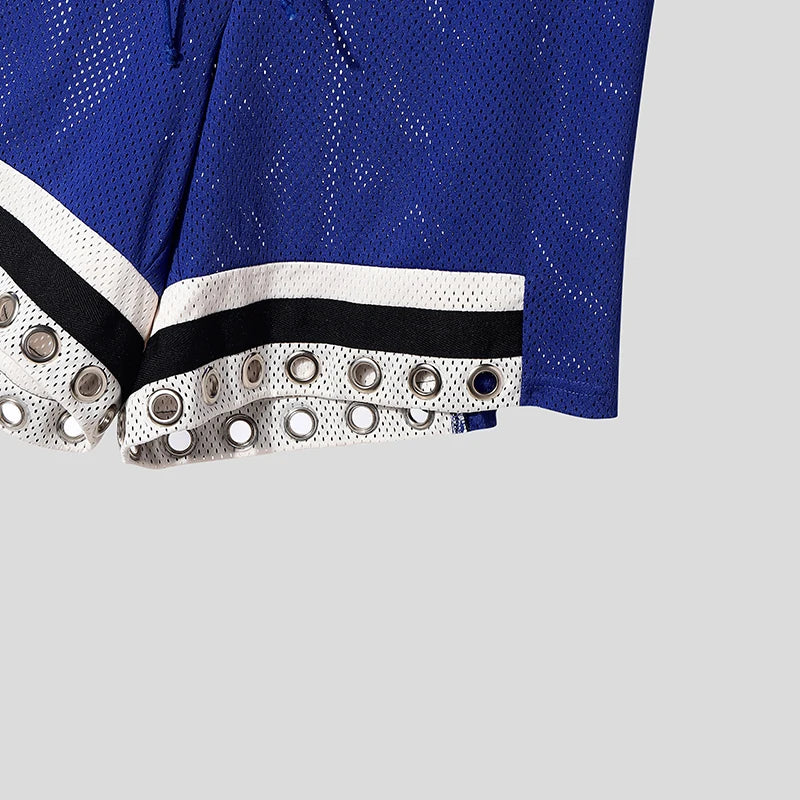 Hollow Button Polyester Loose Shorts