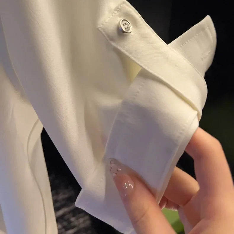 Pleated V-Neck Short Sleeved Shirt