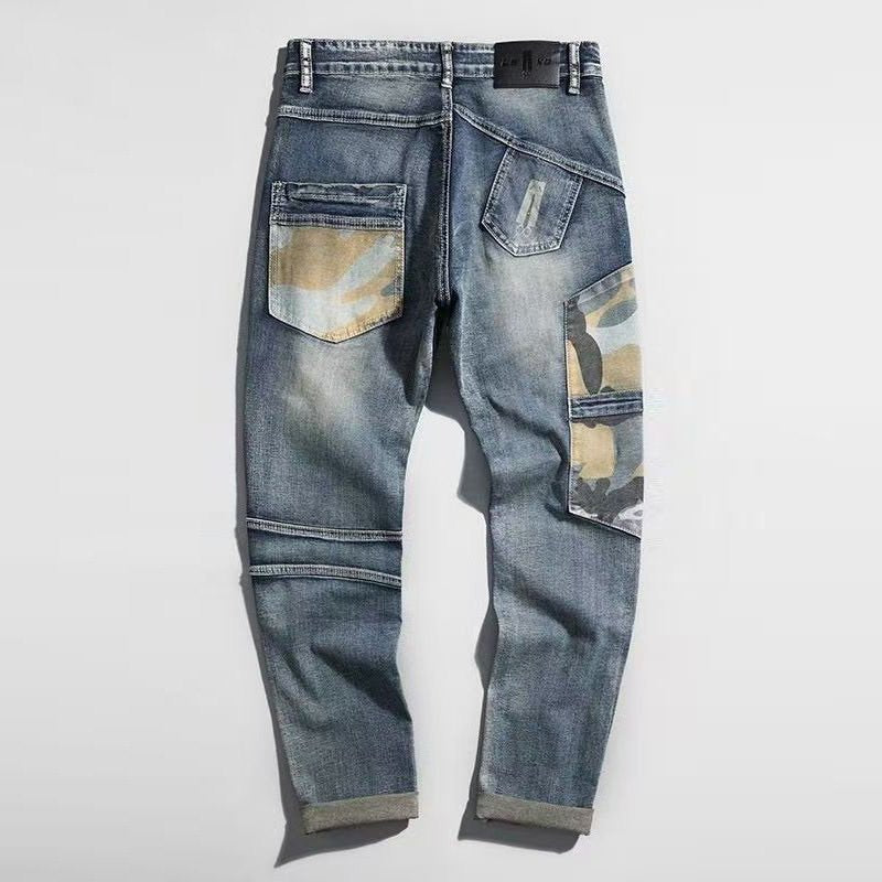 Cargo Pockets Cotton Denim Jeans