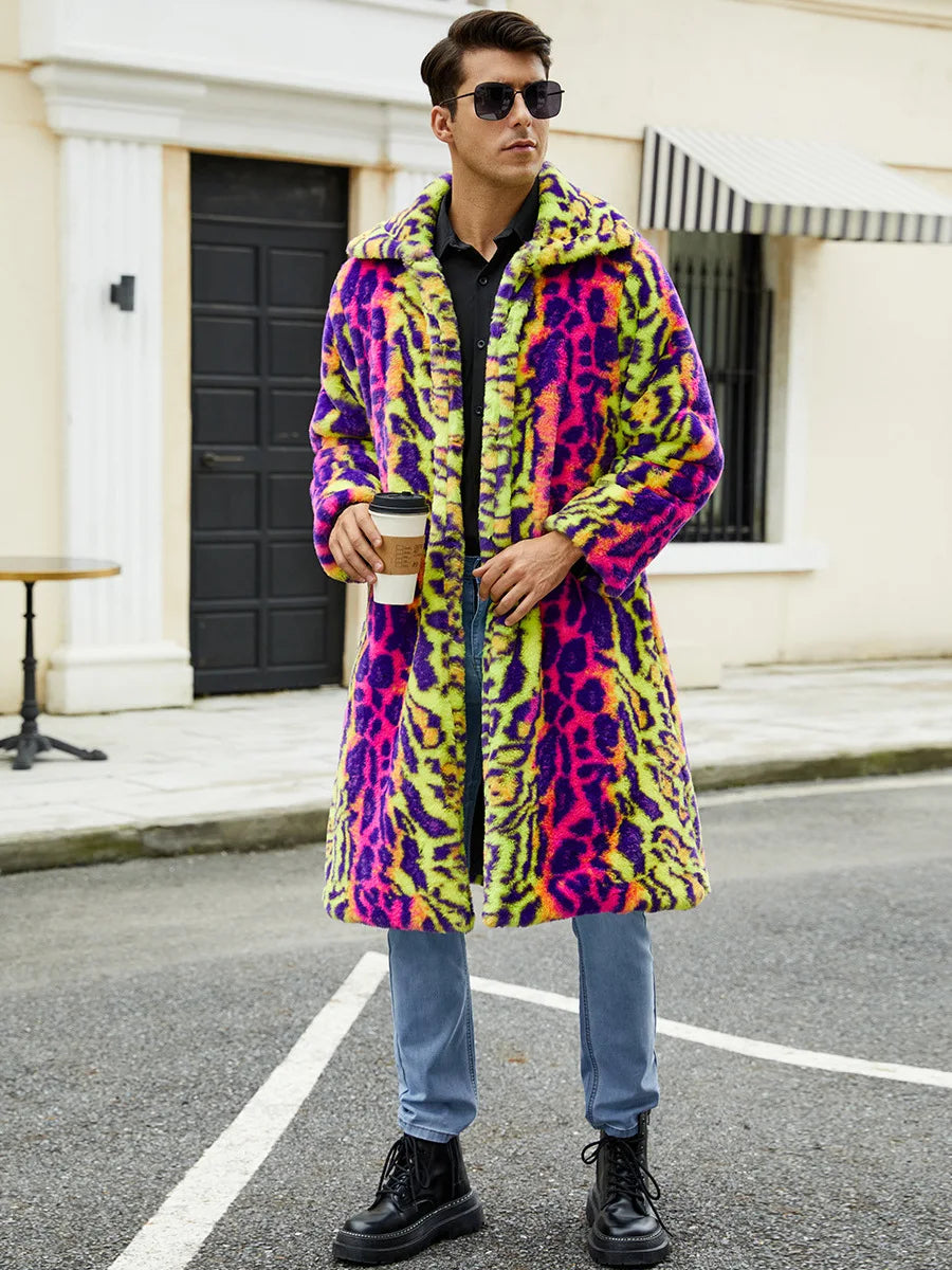 Vibrant Leopard Luxe Fur Coat