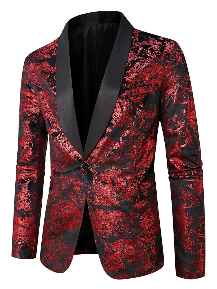 Luxury Jacquard Pattern Polyester Blazer