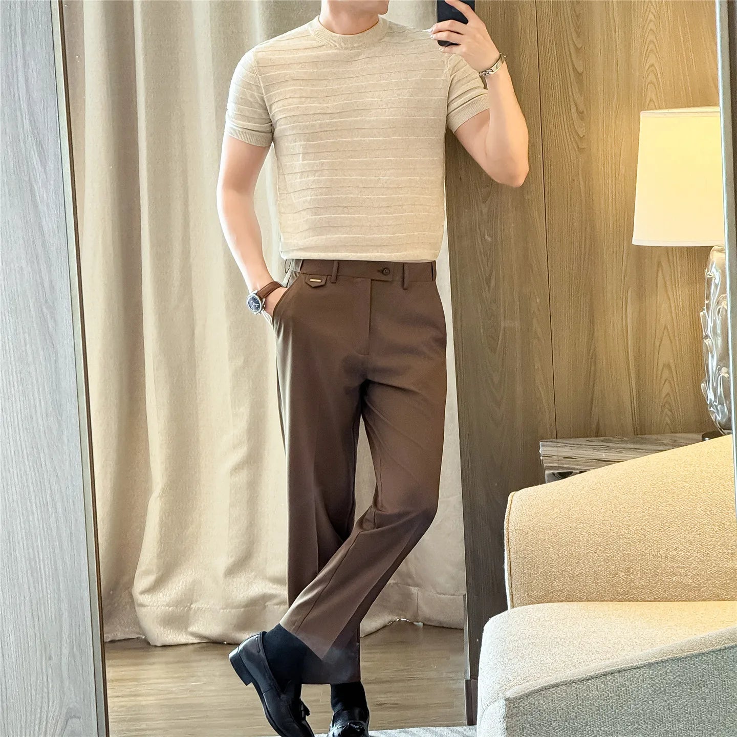 Broadcloth Knitted Short Sleeve T-Shirt