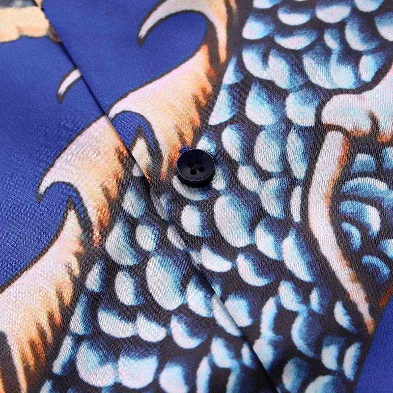 Loose Fit Chinese Dragon Printed Shirt