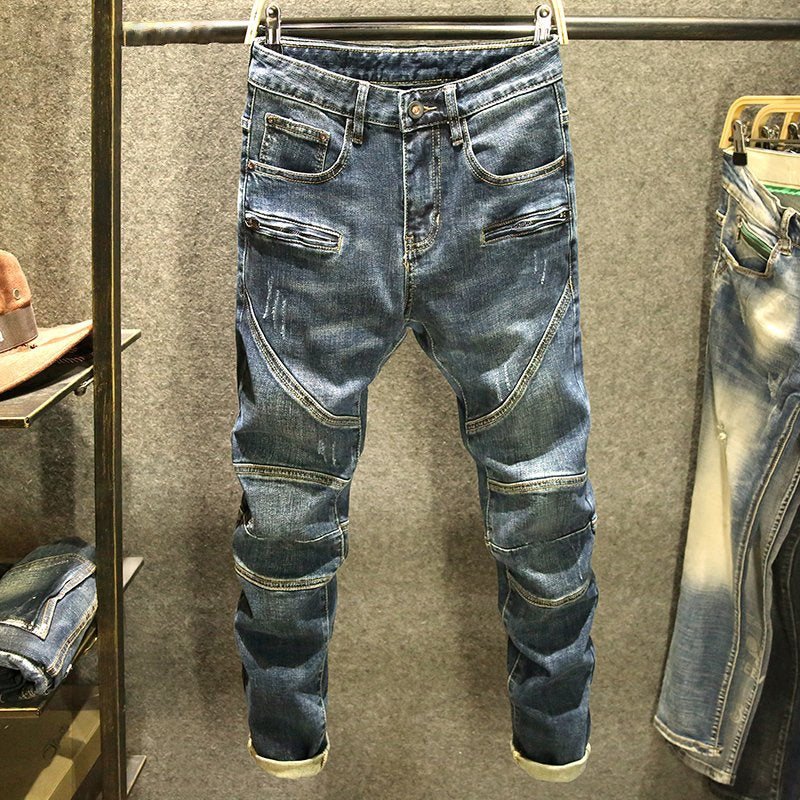 Distressed Washed Mid-Waist Denim Jeans