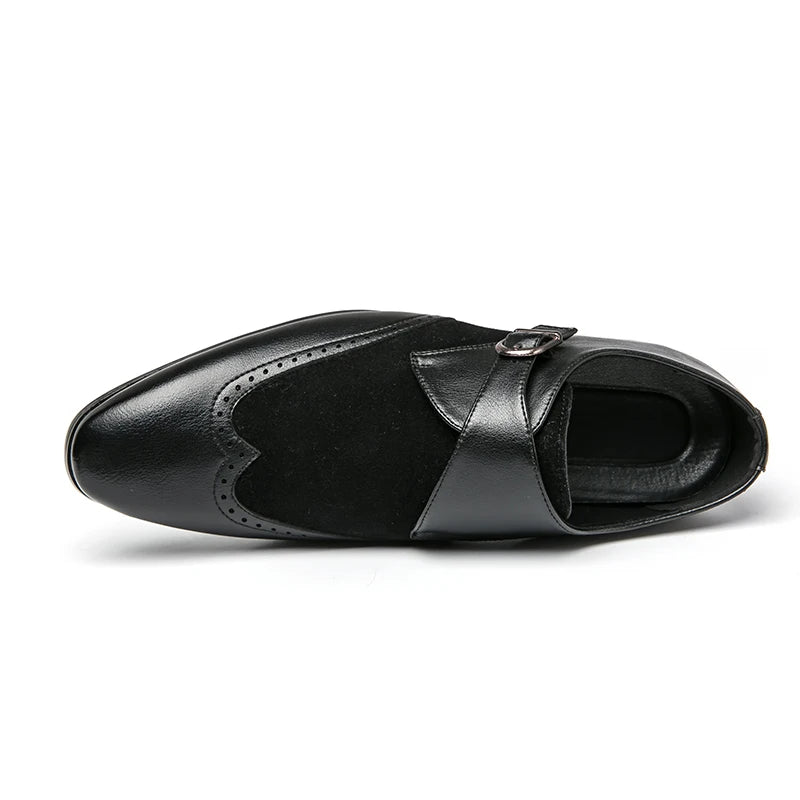 Plaid Suede Wingtip Monk Shoes