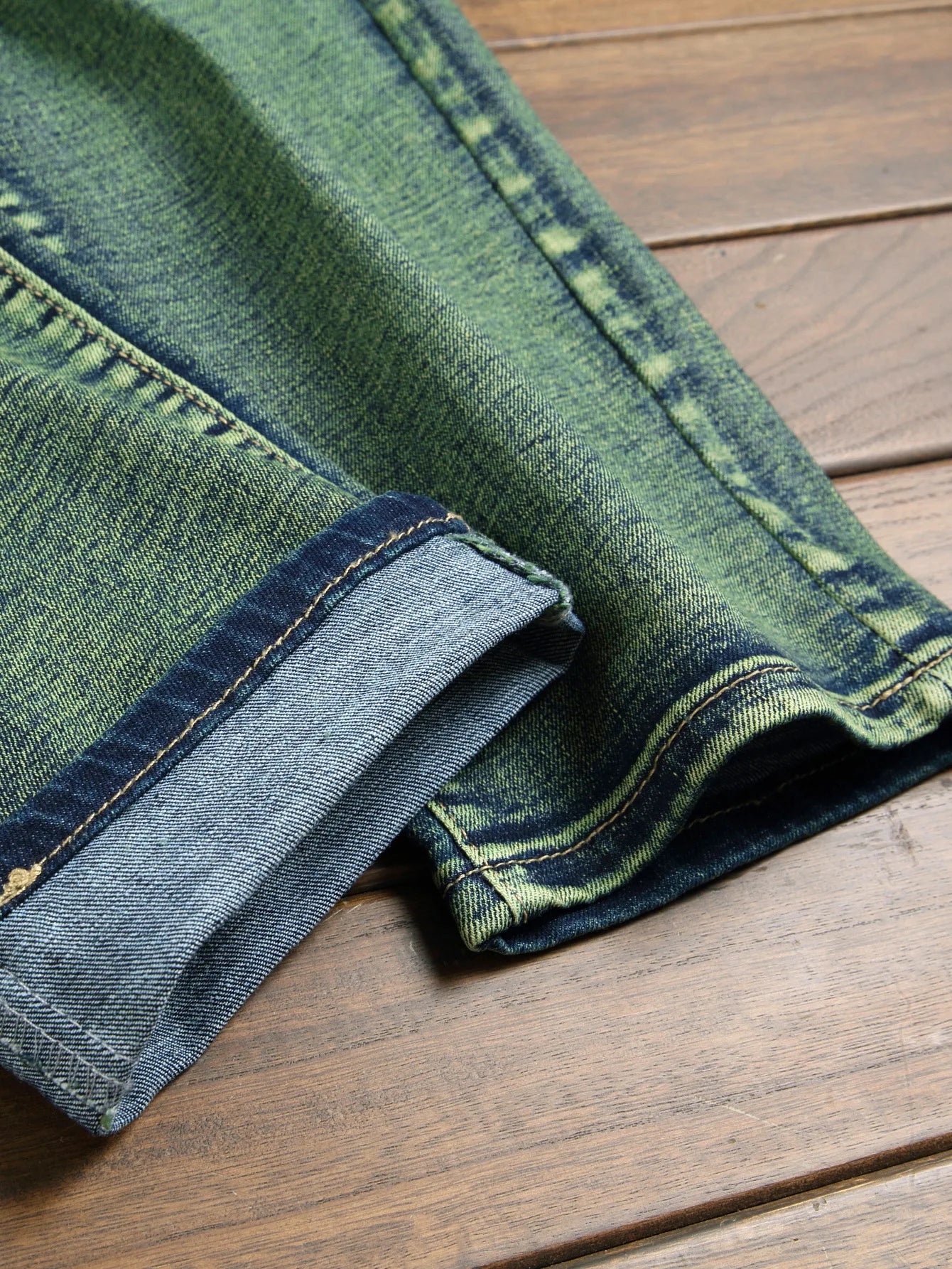 Fashion Washed Green Ripped Jeans