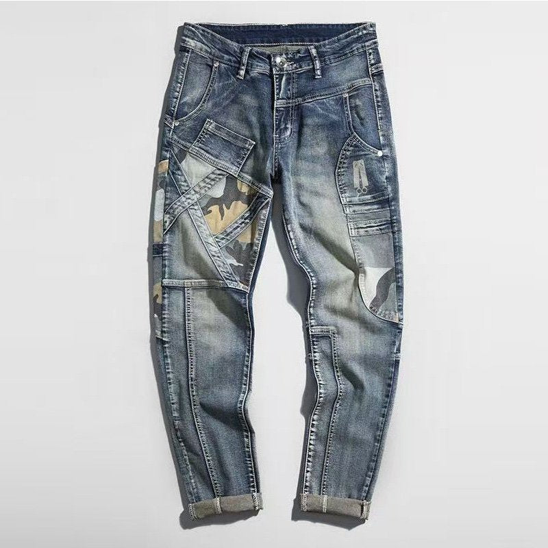 Cargo Pockets Cotton Denim Jeans