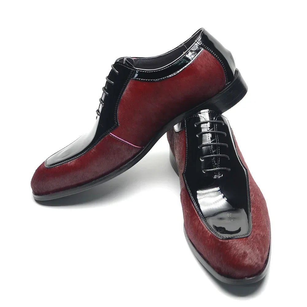 Maroon Horsehair Genuine Leather Shoes
