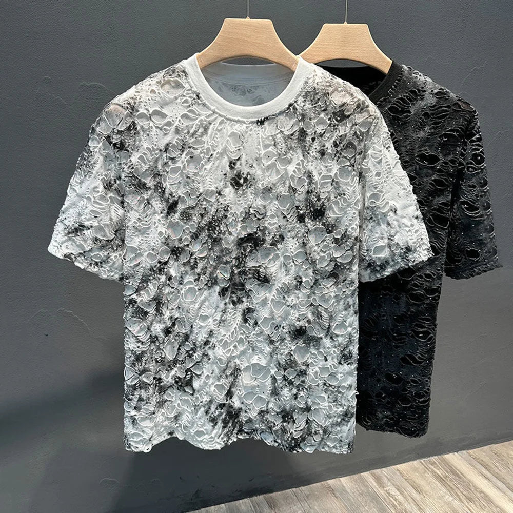 Casual Tie-Dye Ripped T-Shirt