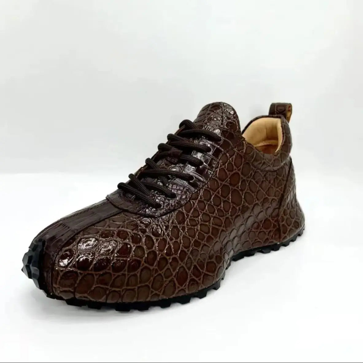 Classic Retro Crocodile Leather Sneakers