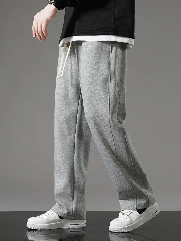 Casual Solid Drawstring Straight Sweatpants
