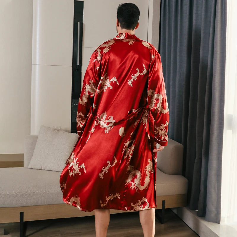 Dragon Pattern Satin Shiny Robe