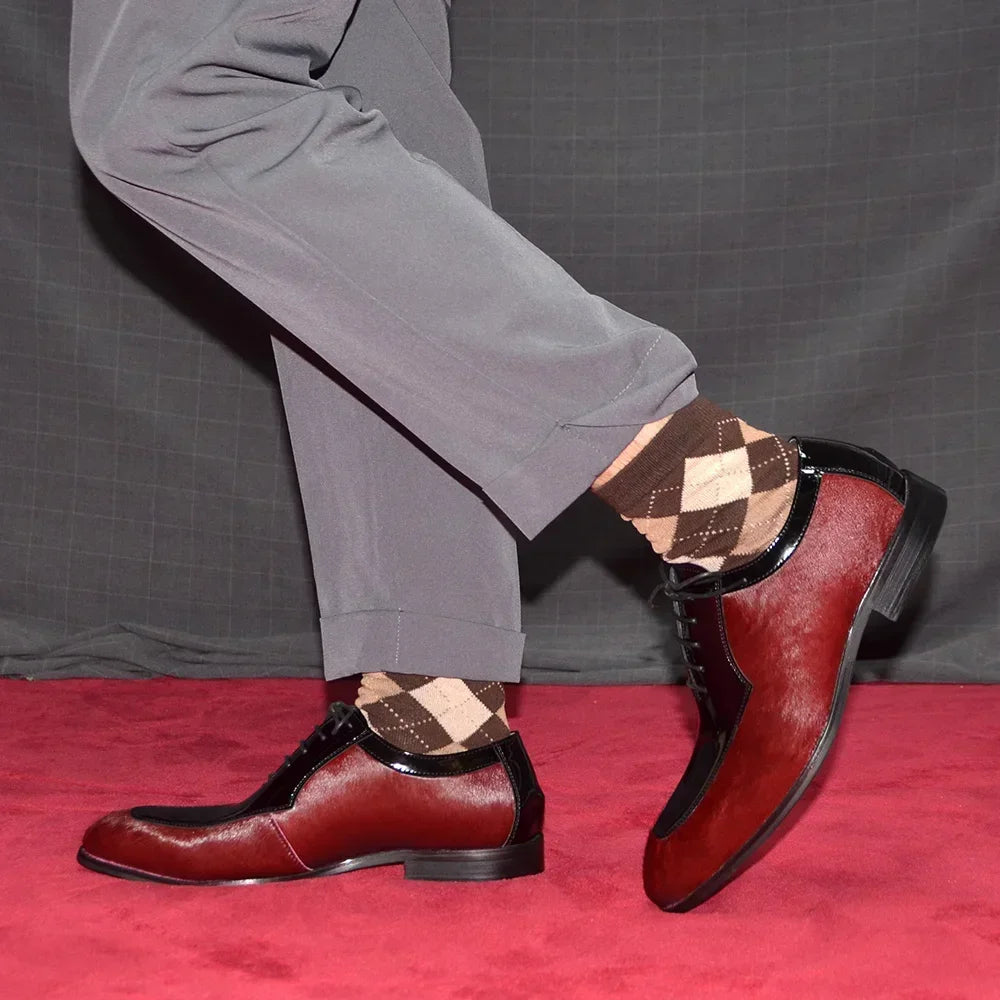 Maroon Horsehair Genuine Leather Shoes