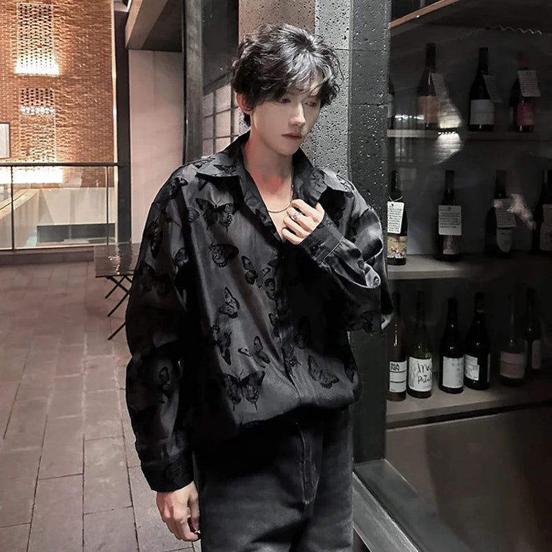 Butterfly Pattern Sheer Cloth Shirt