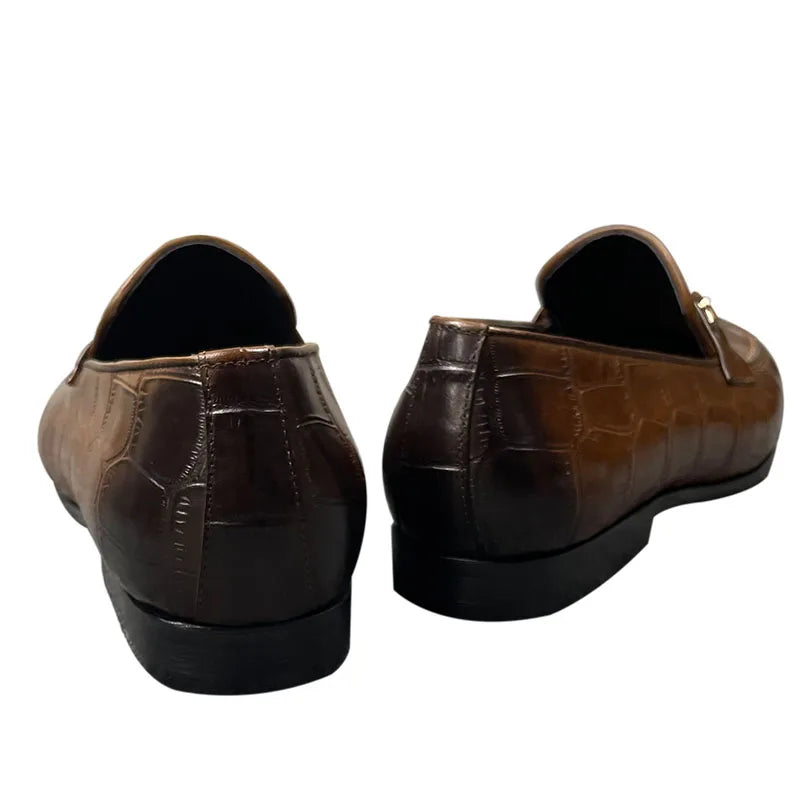 Men's Genuine Leather Crocodile-Print Loafers