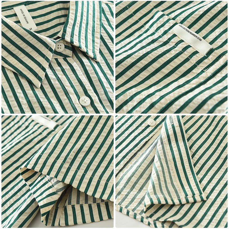 Striped Short Sleeve Summer Style Shirt