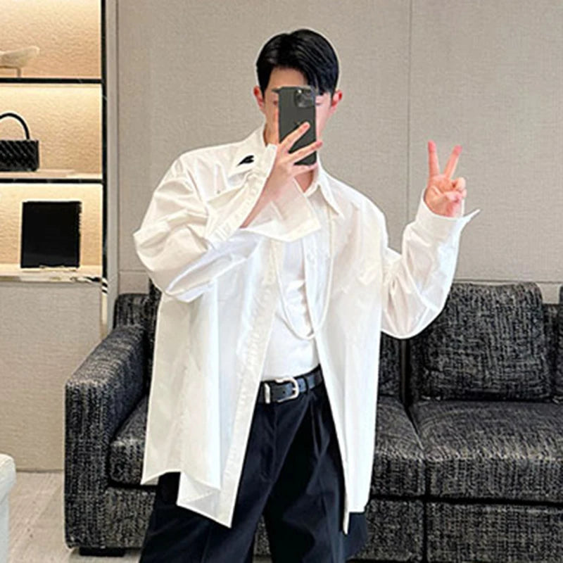 Lapel Heart Pattern Embroidery Shirt