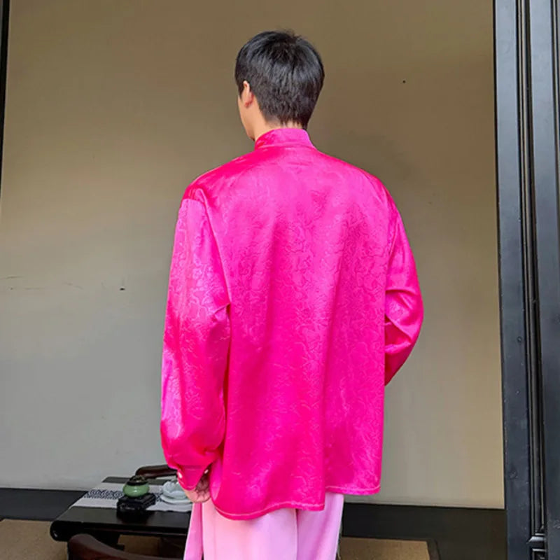Pink Color Chinese Style Shirt