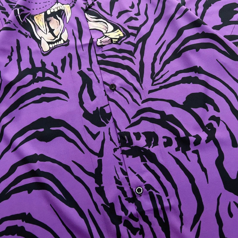 Dark Purple Tiger Hawaiian Shirt