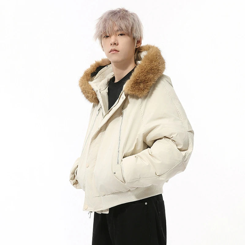 Large Fur Collar Hooded Men's Jacket