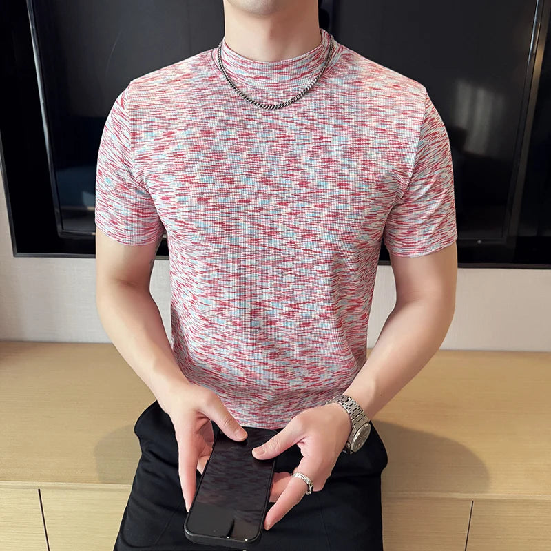 Half High Collar Slim-Fit Casual T-Shirt