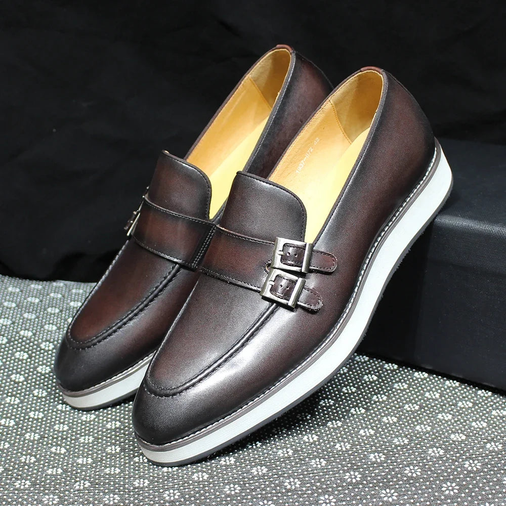 Double Buckle Slip-On Casual Loafers