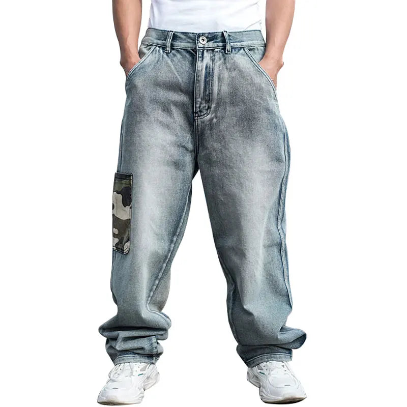 Patchwork Camouflage Baggy Jeans