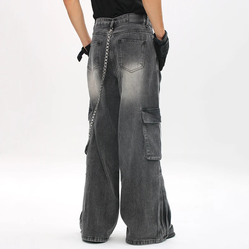 Black Denim Pleated Deconstruction Solid Jeans