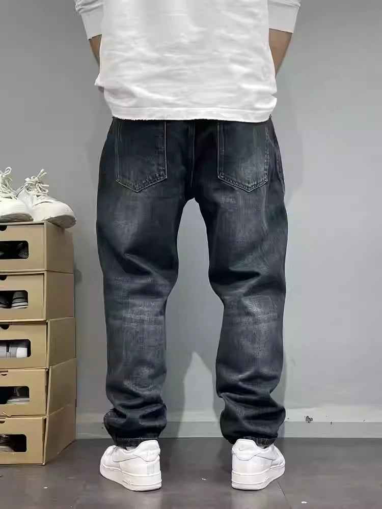 Patchwork Pockets Straight Leg Jeans