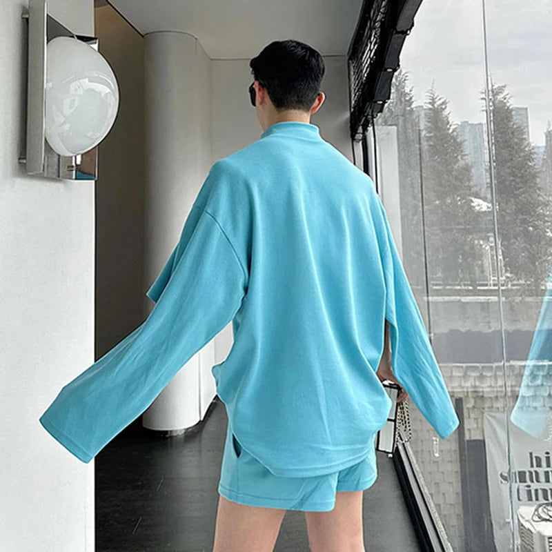 Stand Collar Sweatshirt Shorts Set