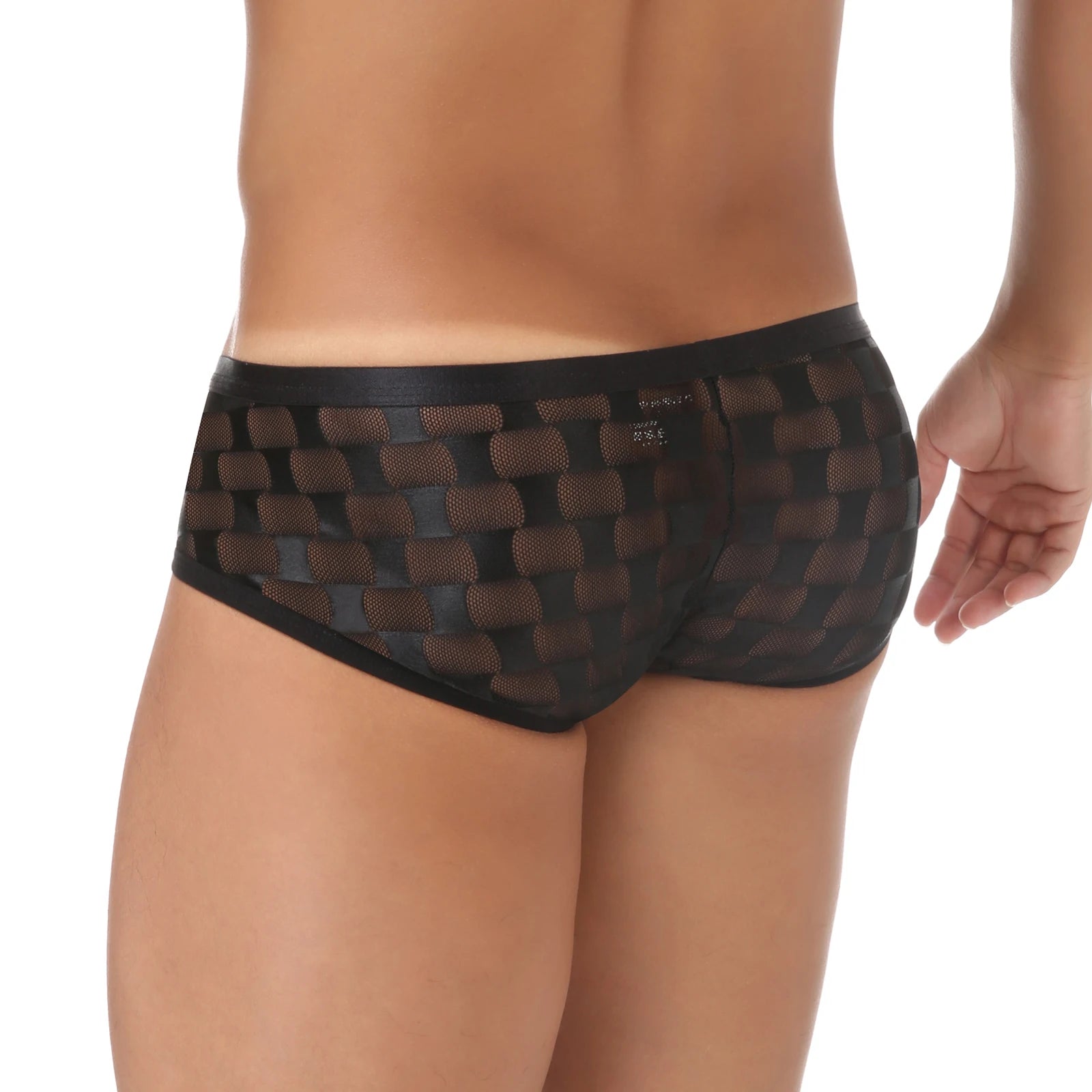 See-Through Checkered Pattern Briefs