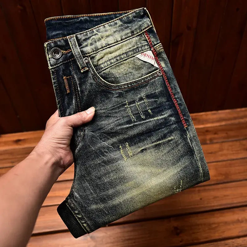 Washed-Out Vintage Slim-Fit Jeans