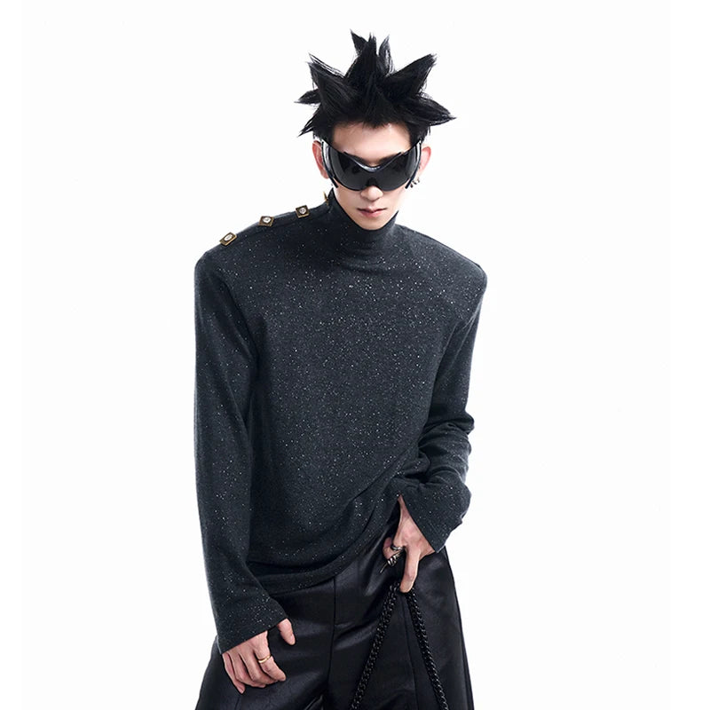 Sparkle Solid Turtle Neck T-Shirt