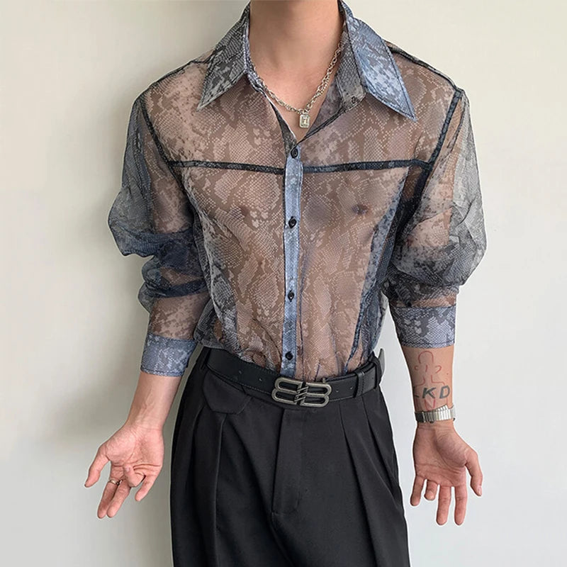 See-Through Snakeskin Single Breasted Shirt