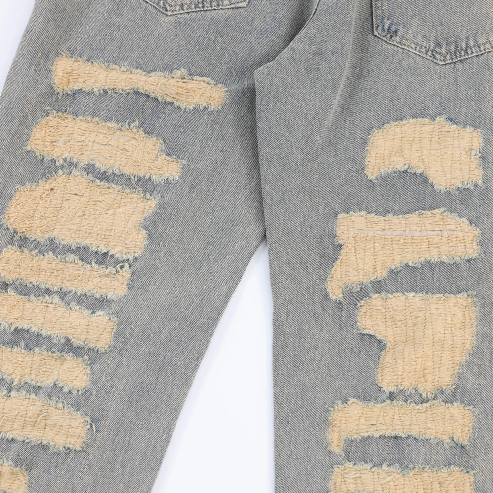 Ripped Embroidery Decoration Loose Jeans