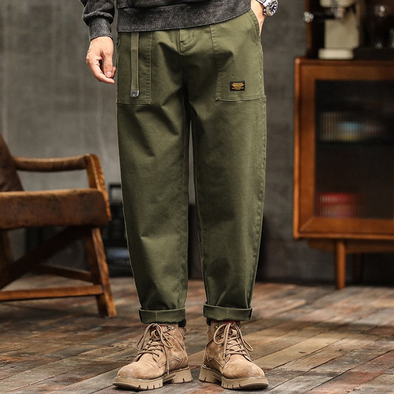 Cotton Mid-Waist Cargo Pants