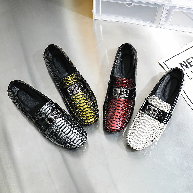 Snake Skin Patterned Comfort Men's Loafers