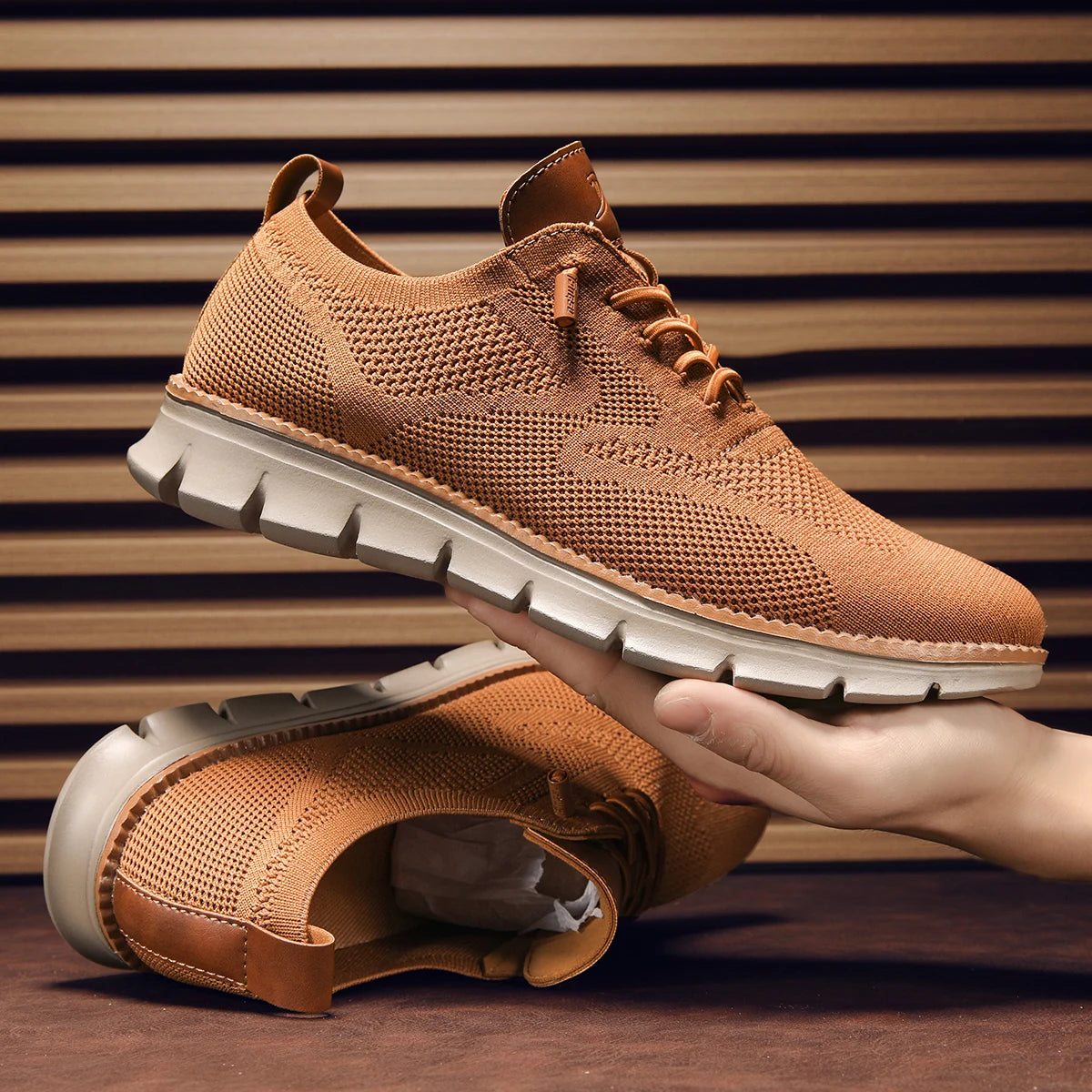 Solid Mesh Breathable Lace-Up Sneakers