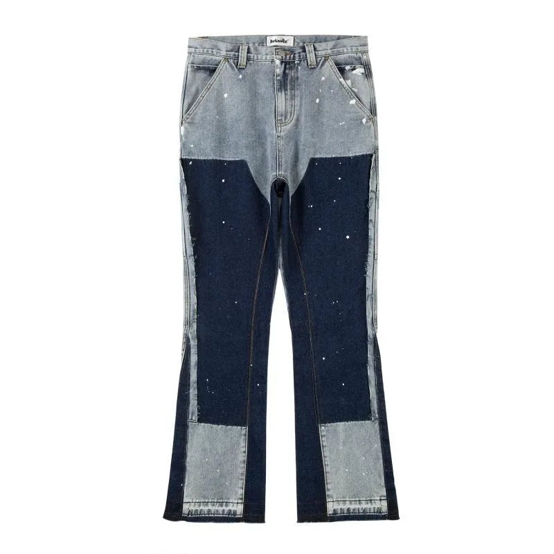 Stitching Ink Splashed Loose Jeans